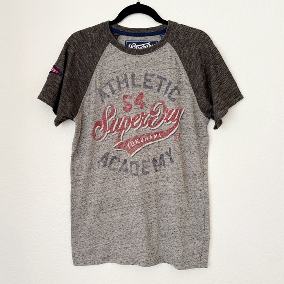 Superdry Athletics Yokohama Raglan Heather Gray Short Leave Tee Size M - Picture 1 of 10